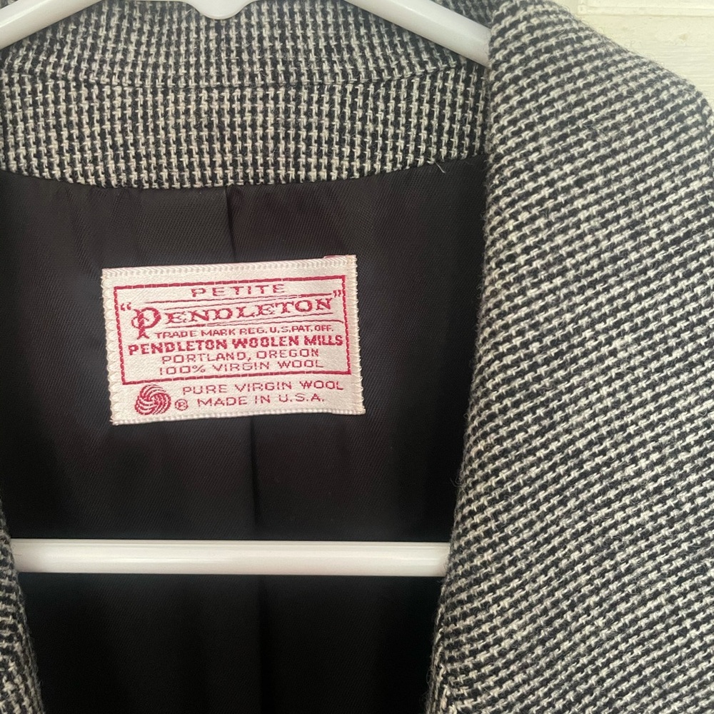 Pendleton Vintage One Button Tweed Blazer Gray/Bl… - image 3